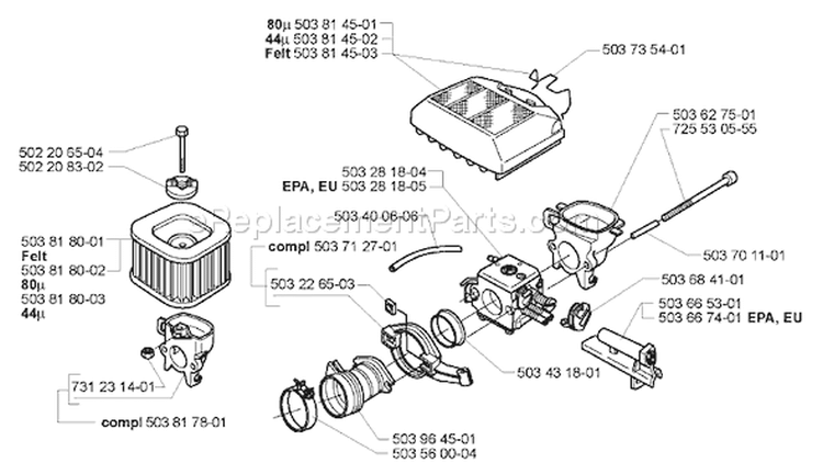 Page A Diagram and Parts List for 372 2005-05 Husqvarna Chainsaw