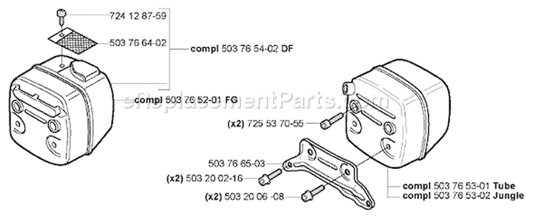 Page J Diagram and Parts List for 372 2005-05 Husqvarna Chainsaw