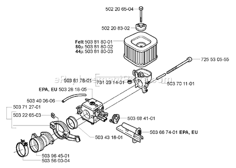 Page A Diagram and Parts List for 372 XPW EPA 2007-01 Husqvarna Chainsaw