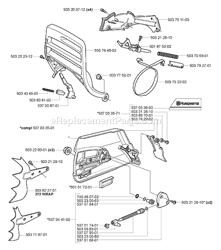 Page C Diagram and Parts List for 372 XPW EPA 2007-01 Husqvarna Chainsaw