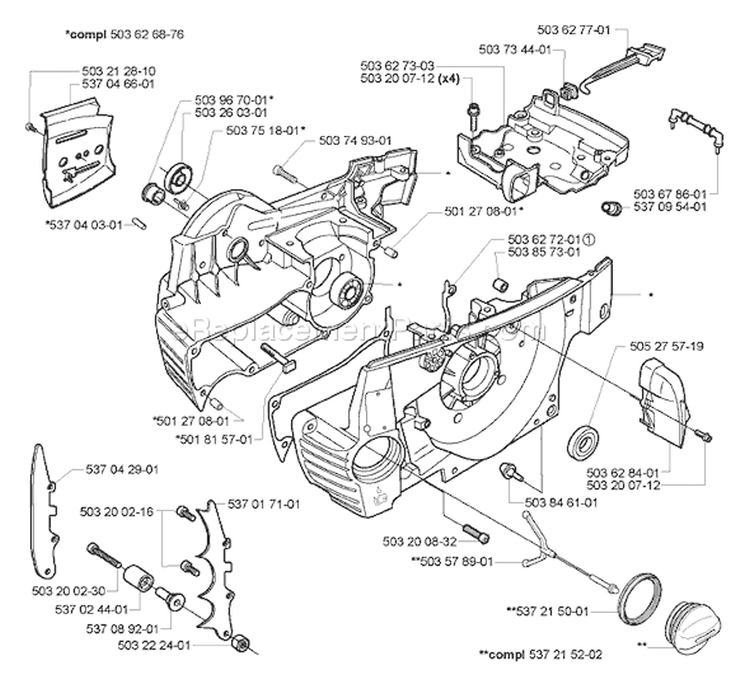 Page E Diagram and Parts List for 372 XPW EPA 2007-01 Husqvarna Chainsaw
