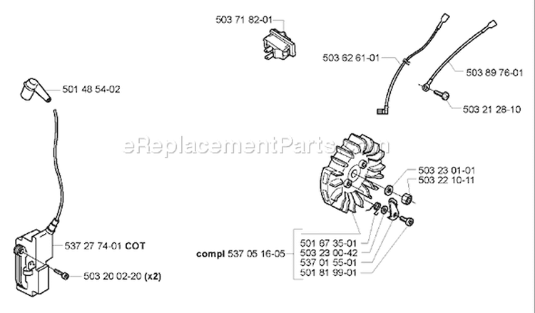 Page H Diagram and Parts List for 372 XPW EPA 2007-01 Husqvarna Chainsaw
