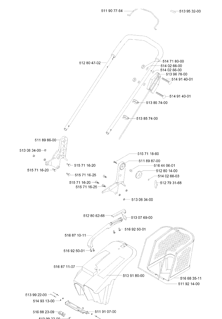 Handle And Controls 2 Diagram and Parts List for 47RC ROYAL Husqvarna Lawn Mower