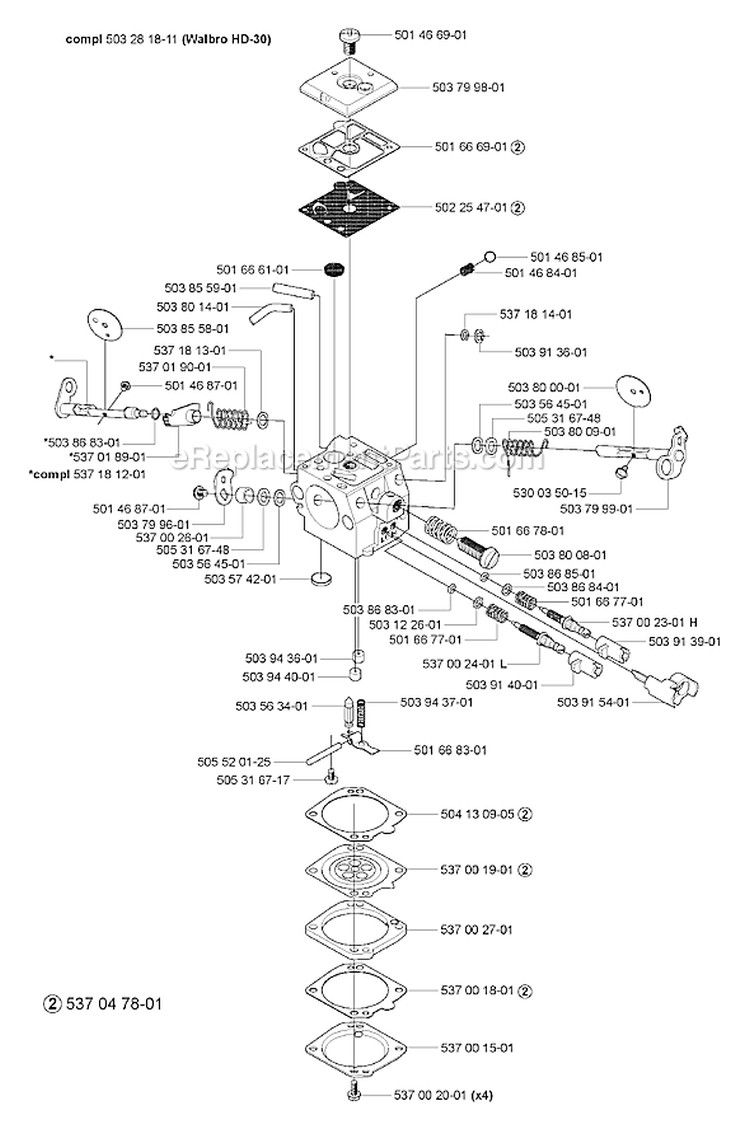 Page E Diagram and Parts List for 375K 375 K 2005-05 Husqvarna Concrete Saw