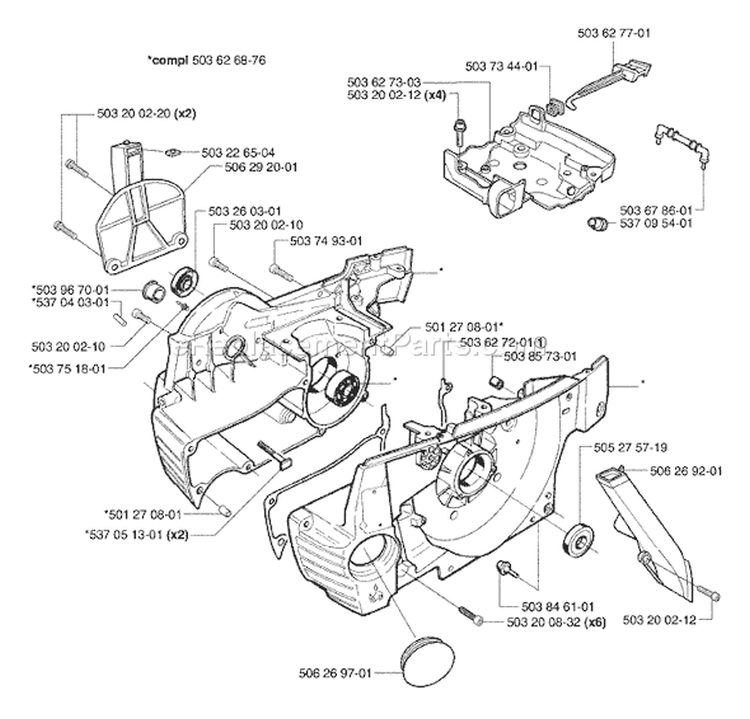 Page E Diagram and Parts List for 371K 371 K 2003-08 Husqvarna Chainsaw