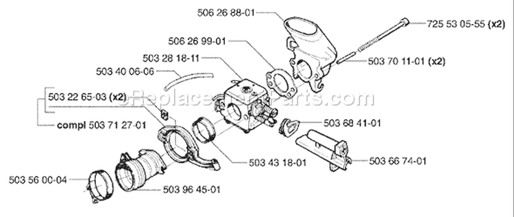 Page F Diagram and Parts List for 371K 371 K 2003-08 Husqvarna Chainsaw