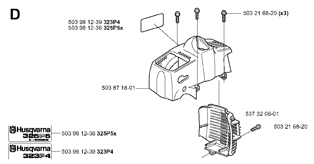 Cover Diagram and Parts List for 323P4 20042300001-20062700000 Husqvarna Pole Saw