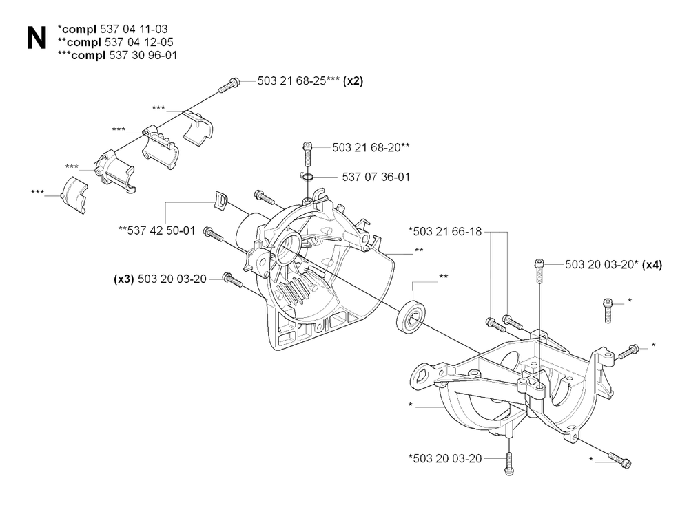Crankcase And Clutchdrum Diagram and Parts List for HA850 20090900001 & Above Husqvarna Trimmer