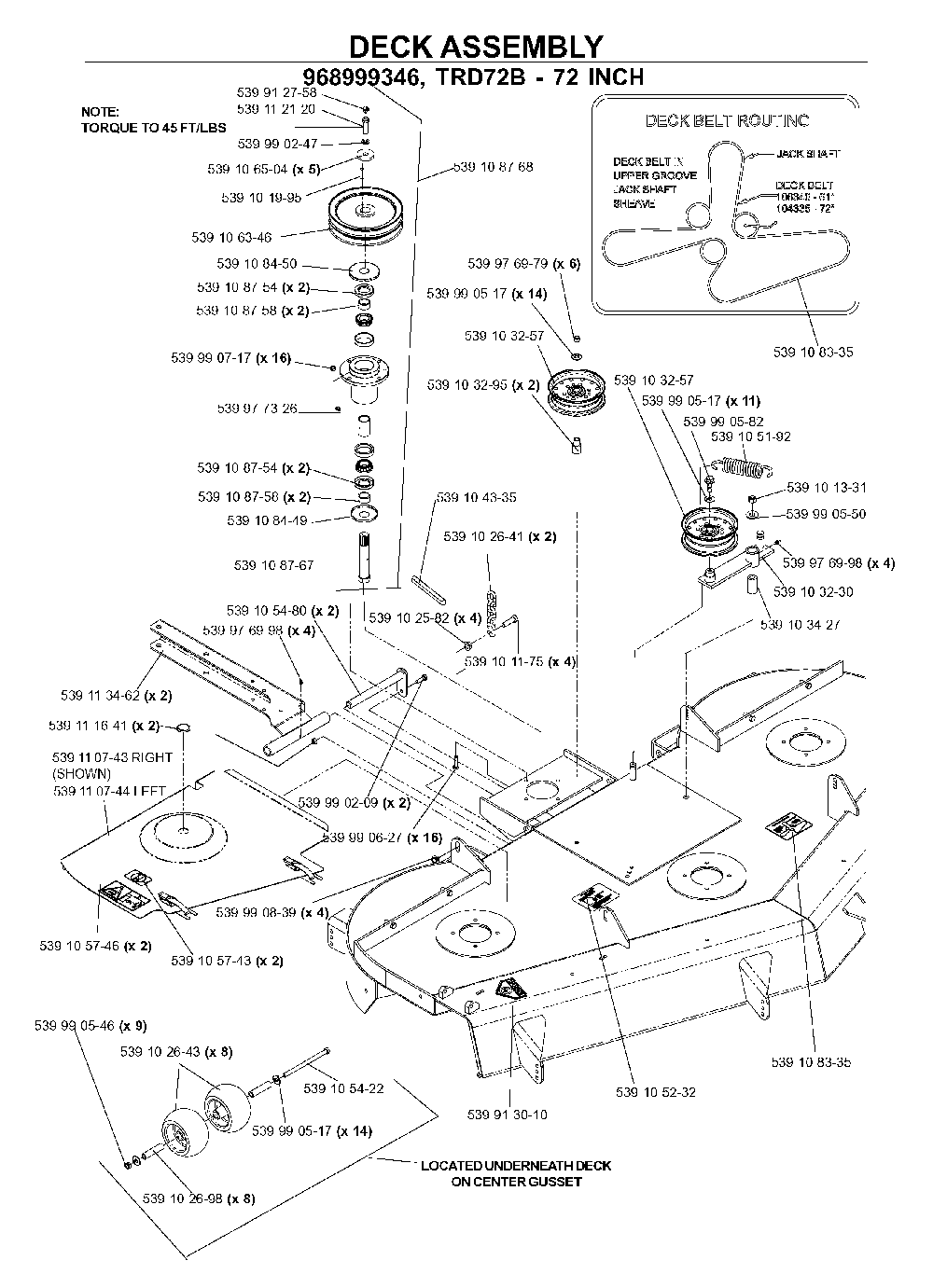 72/183cm Cutting Deck Diagram and Parts List for BZ34C (968999316)(2006-04) Husqvarna Lawn Tractor