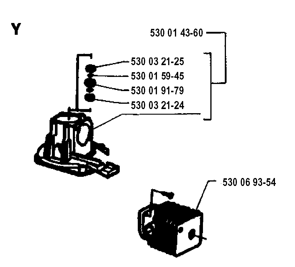Cylinder And Crankcase Diagram and Parts List for 18H 19941400001-19953200000 Husqvarna Trimmer