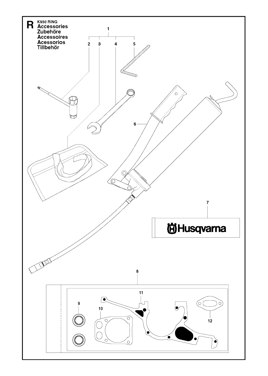 Tools Diagram and Parts List for K960 2008-03 Husqvarna Circular Saw