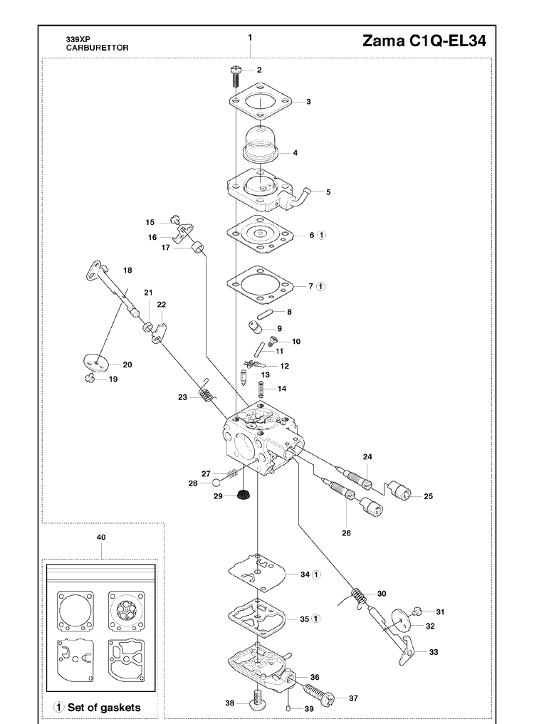 Carburettor Diagram and Parts List for 339XP 2010-02 Husqvarna Chainsaw