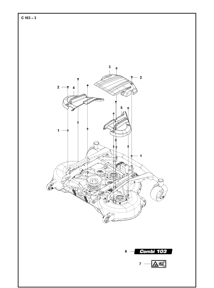 103cm Cutting Deck 3 Diagram and Parts List for C103 (R400SERIES)(2019-01) Husqvarna Lawn Mower
