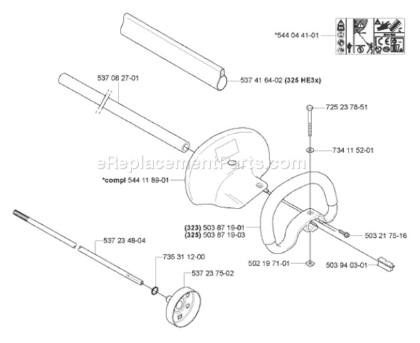 Page K Diagram and Parts List for 323HE3 2007-01 Husqvarna Trimmer