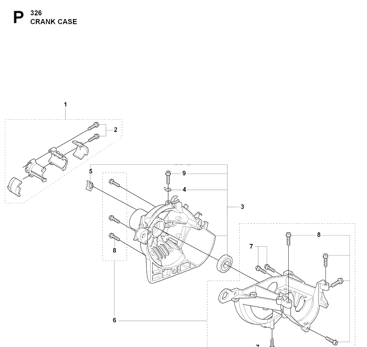 Crankcase And Clutchdrum Diagram and Parts List for 325LDX 20080900001-Current Husqvarna Edger