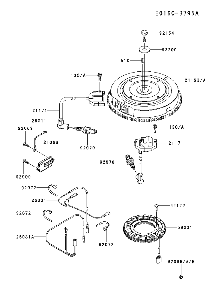 Electrical Diagram and Parts List for FS481V-BS55 2017-09 Husqvarna Engine