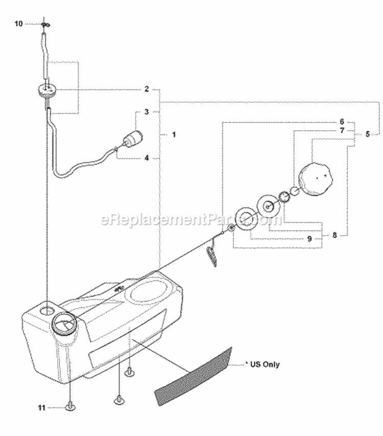 Fuel Tank Diagram and Parts List for 380BFS 2009-03 Husqvarna Leaf Blower / Vacuum