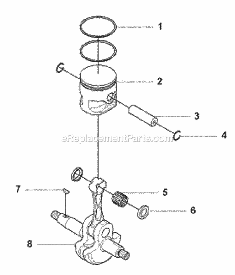 Crankshaft Diagram and Parts List for 380BFS 2009-03 Husqvarna Leaf Blower / Vacuum
