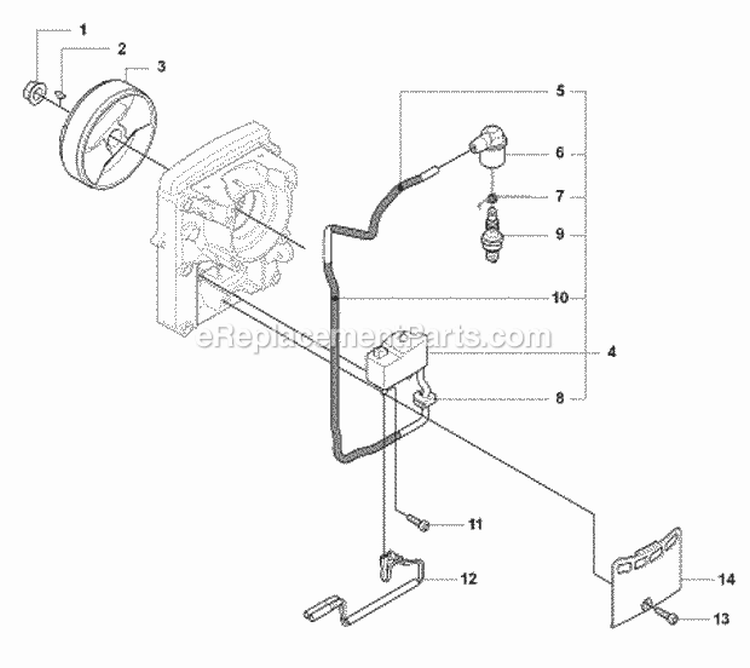 Ignition System Diagram and Parts List for 380BTS 2009-03 Husqvarna Leaf Blower / Vacuum
