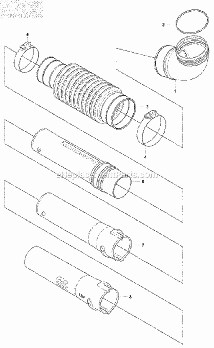 Tube Diagram and Parts List for 380BTS 2009-03 Husqvarna Leaf Blower / Vacuum