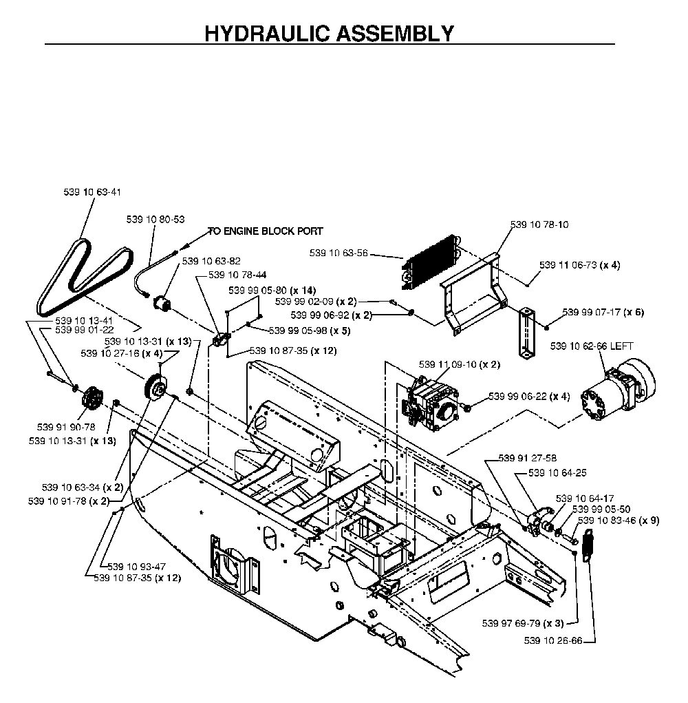 Hydraulic Pump - Motor Diagram and Parts List for BZ34C (968999316)(2006-04) Husqvarna Lawn Tractor