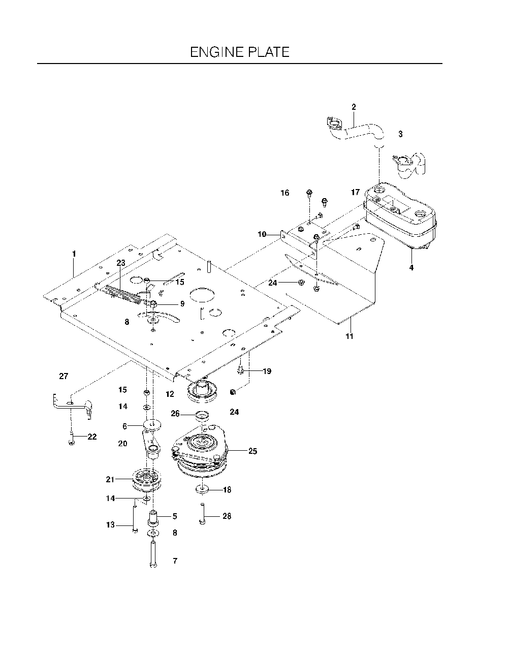 Engine Plate Diagram and Parts List for EZ24TCE (966659701)(2010-12) Husqvarna Lawn Tractor