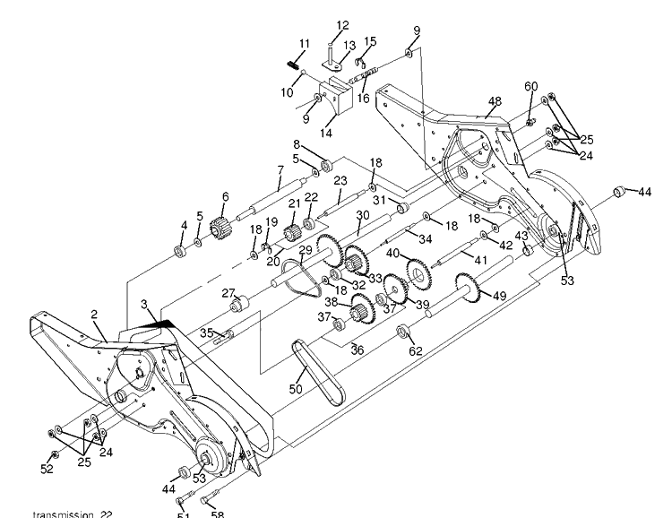 Transmission Diagram and Parts List for TR317 (96093002900)(2017-09) Husqvarna Cultivator