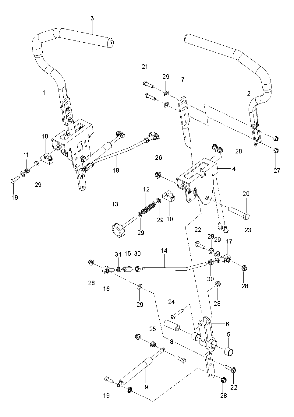 Steering Diagram and Parts List for MZ5226BF 966690503-00, 2012-07 Husqvarna Lawn Tractor