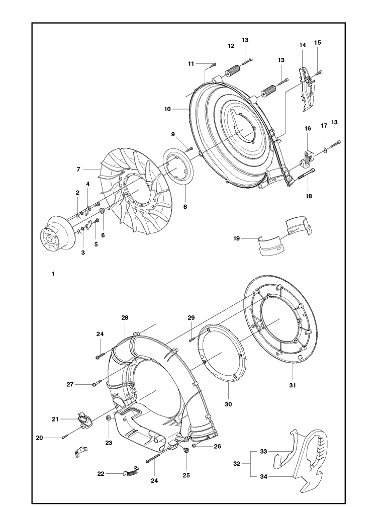Fan 2 Diagram and Parts List for 356BT  Husqvarna Leaf Blower / Vacuum