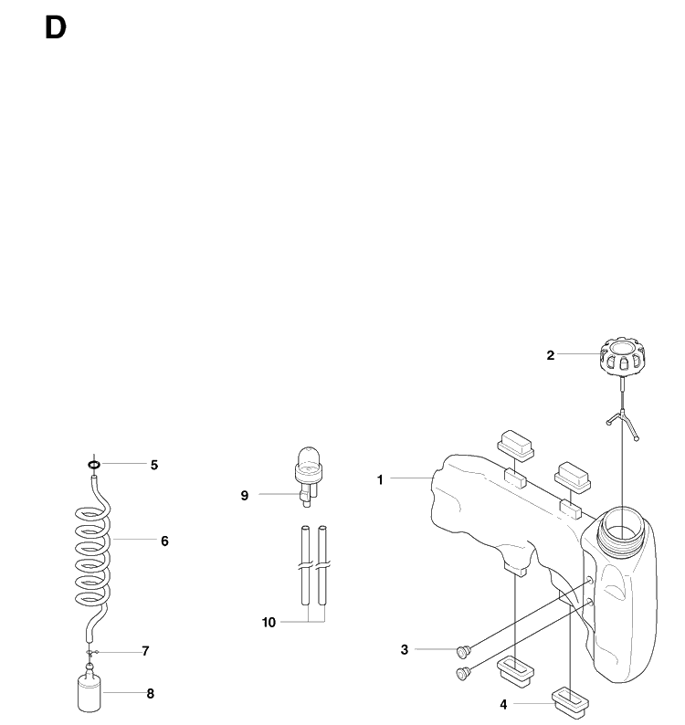 Fuel Tank Diagram and Parts List for 323HD60 20090400001-Current Husqvarna Hedge Trimmer