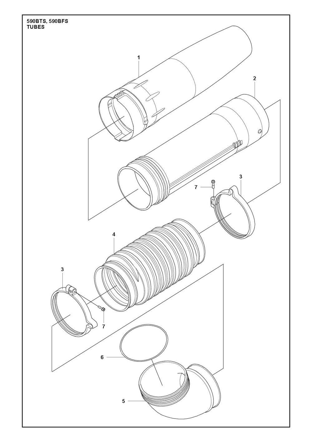 Tube Diagram and Parts List for 590BTS  Husqvarna Leaf Blower / Vacuum