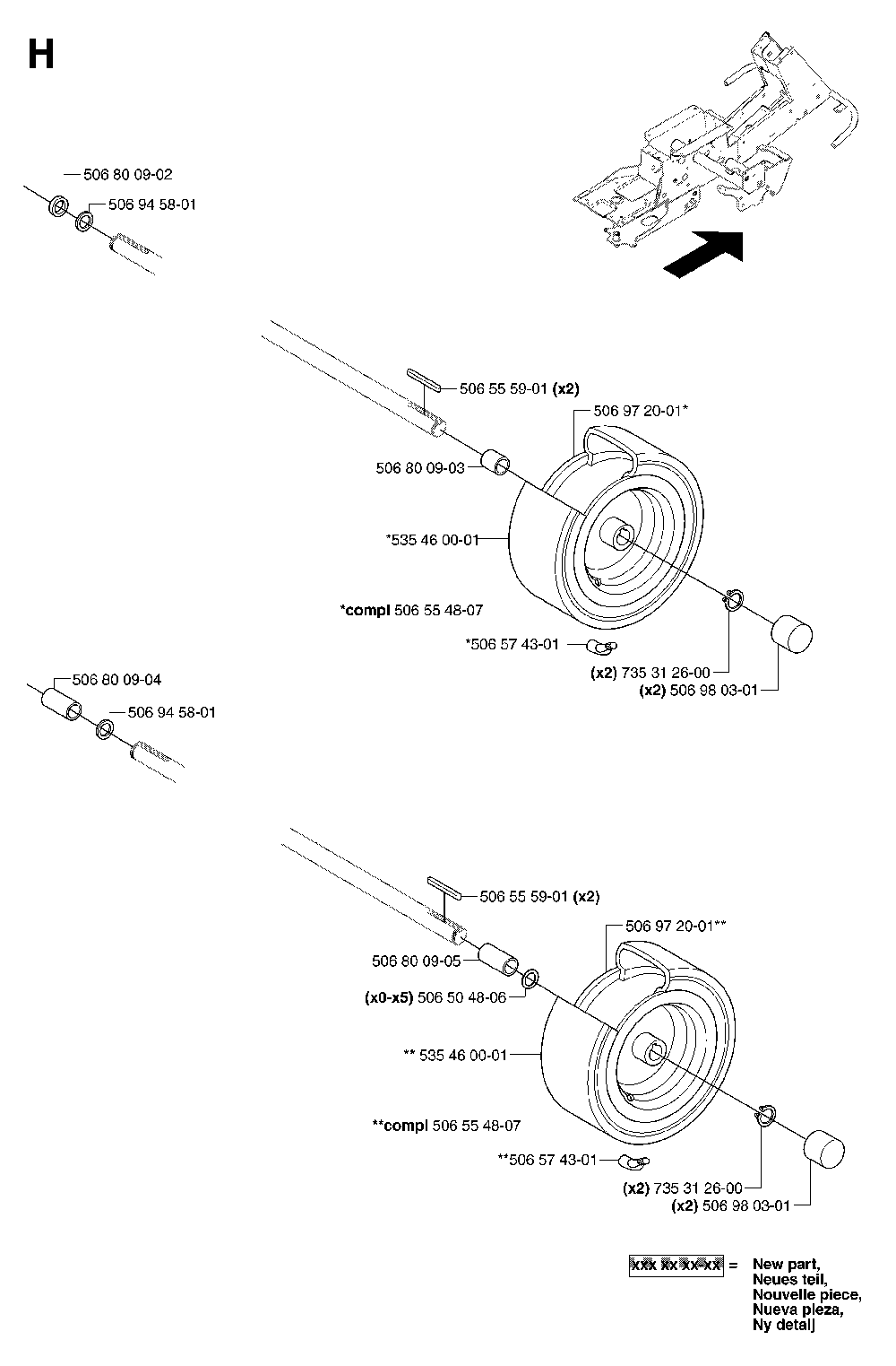 Wheels And Tires Diagram and Parts List for RIDERPRO18AWD (953536601)(2005-03) Husqvarna Lawn Tractor