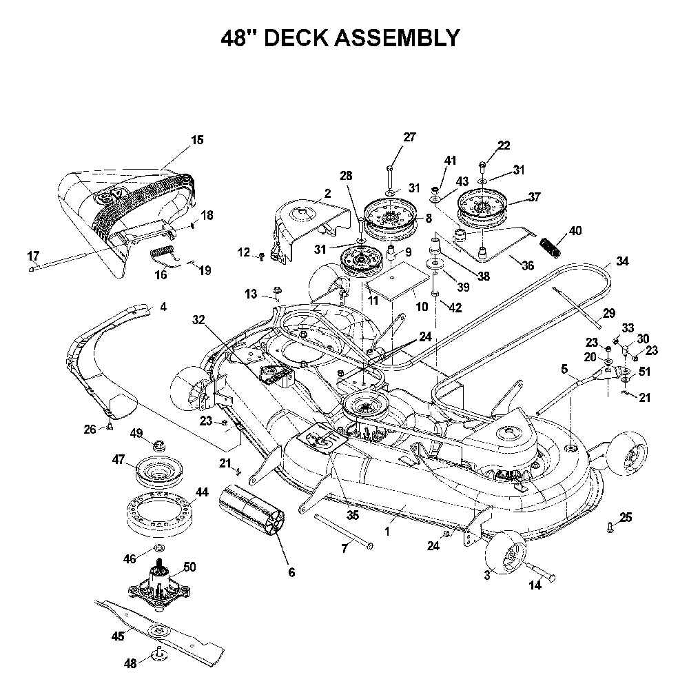 48/122cm Cutting Deck Diagram and Parts List for CZ4818BIA (968999276)(2004-09) Husqvarna Lawn Tractor