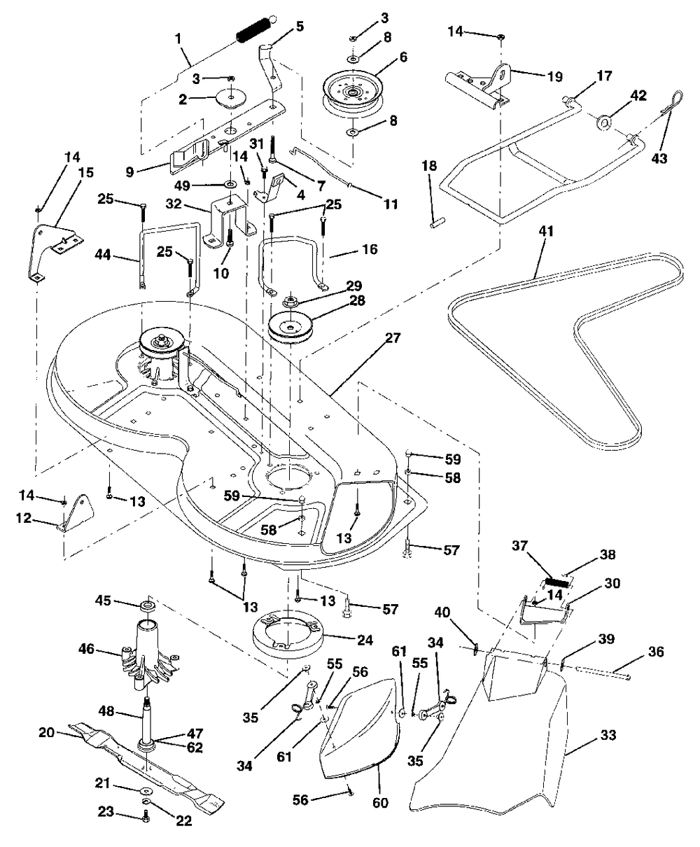 Mower Deck Diagram and Parts List for LR121 (954140001-A)(1997-12) Husqvarna Lawn Tractor