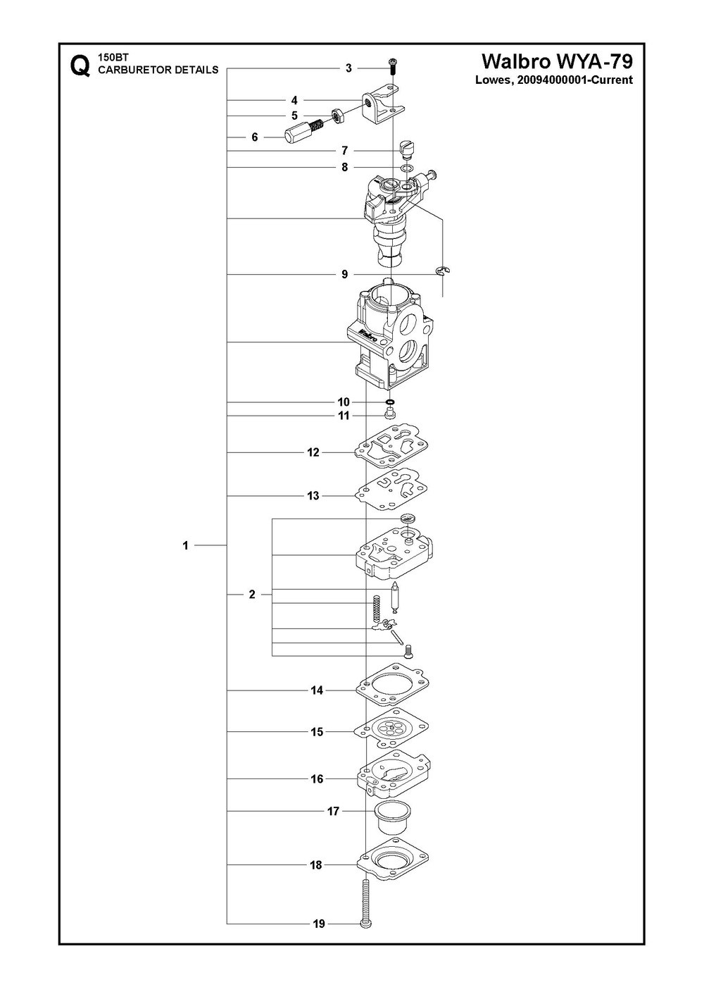 Carburetor Details Diagram and Parts List for 150BT2007-2021  Husqvarna Leaf Blower / Vacuum