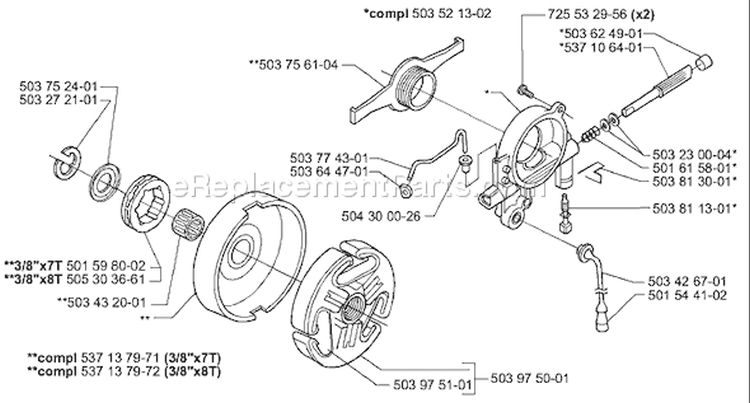Page D Diagram and Parts List for 385XP EPA 2001-04 Husqvarna Chainsaw