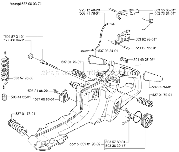 Page G Diagram and Parts List for 385XP EPA 2001-04 Husqvarna Chainsaw