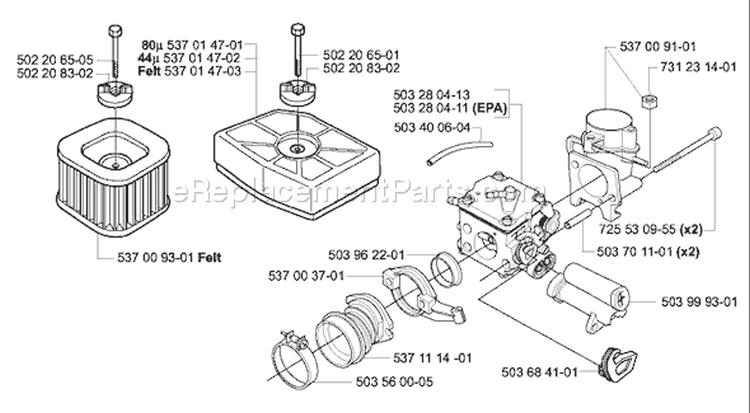 Page A Diagram and Parts List for 385XP 2003-10 Husqvarna Chainsaw