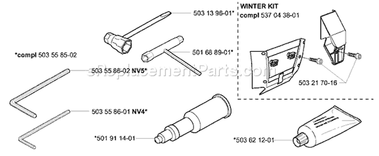 Page M Diagram and Parts List for 385XP 2003-10 Husqvarna Chainsaw