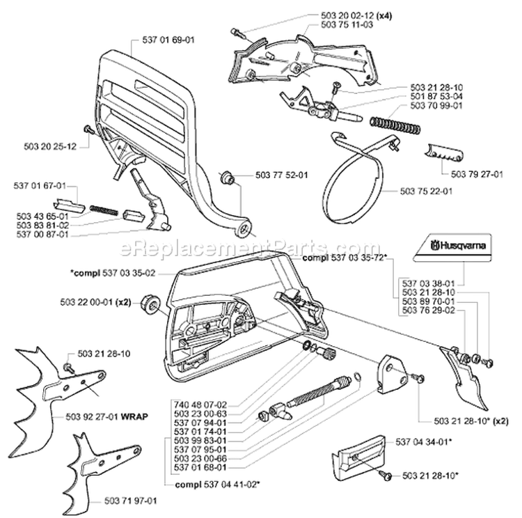 Page C Diagram and Parts List for 385XP 2003-10 Husqvarna Chainsaw