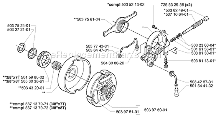 Page D Diagram and Parts List for 385XP 2003-10 Husqvarna Chainsaw