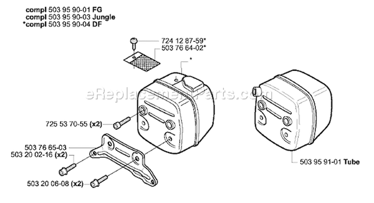Page F Diagram and Parts List for 385XP 2003-10 Husqvarna Chainsaw