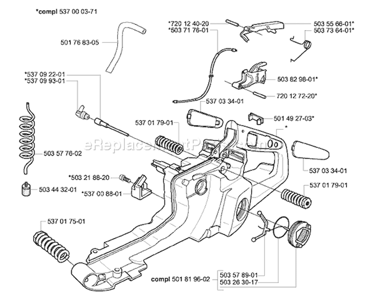 Page H Diagram and Parts List for 385XP 2003-10 Husqvarna Chainsaw