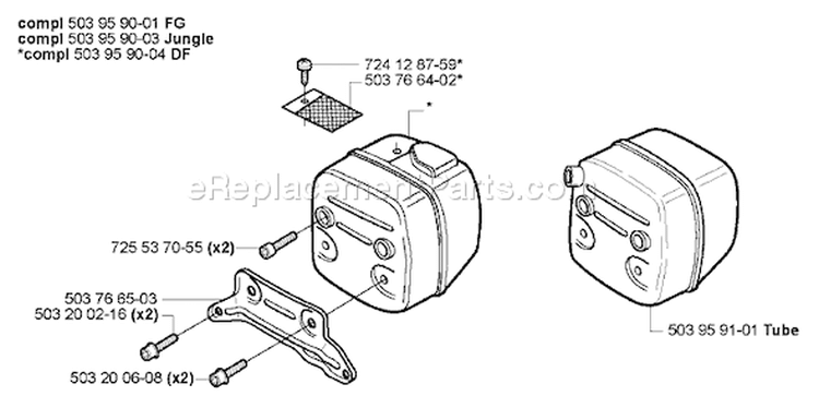 Page K Diagram and Parts List for 385XP EPA 2005-03 Husqvarna Chainsaw