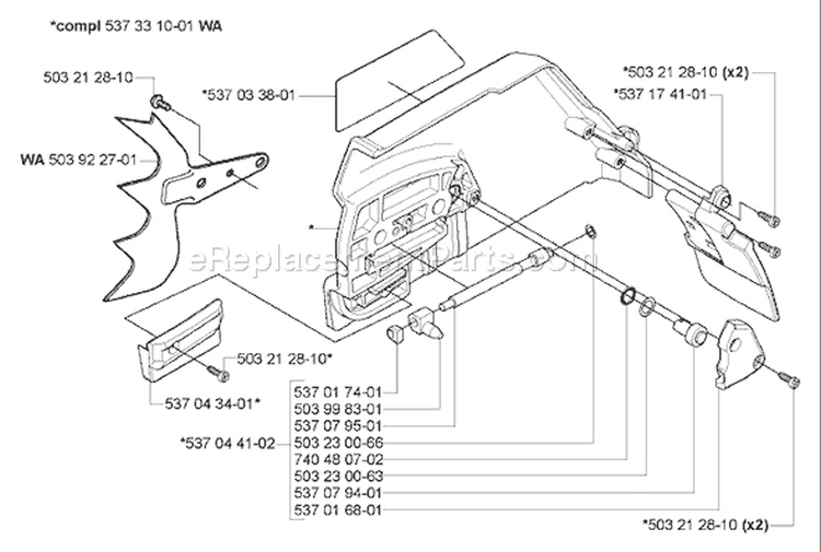 Page D Diagram and Parts List for 385XP EPA 2005-03 Husqvarna Chainsaw
