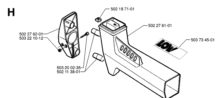 Tower Diagram and Parts List for 245R 19962200001-19984000000 Husqvarna Brush Cutter