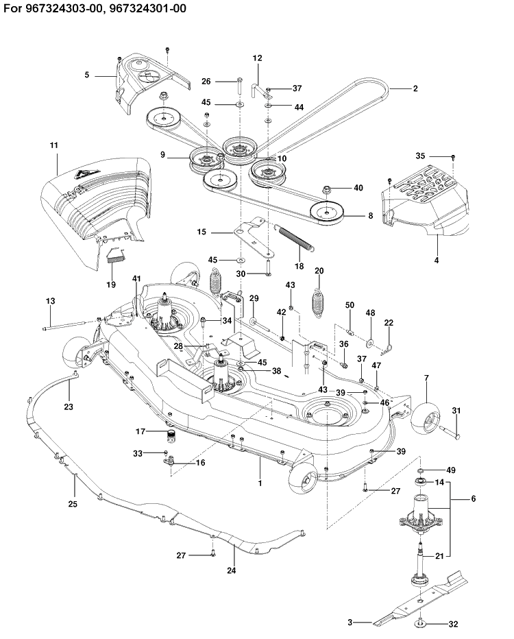 Mower Deck / Cutting Deck Diagram and Parts List for Z254  Husqvarna Lawn Mower