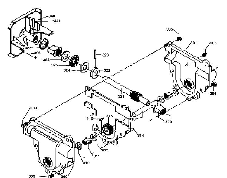 Gear Case Assembly Diagram and Parts List for ST624 1998-01 Husqvarna Snow Blower