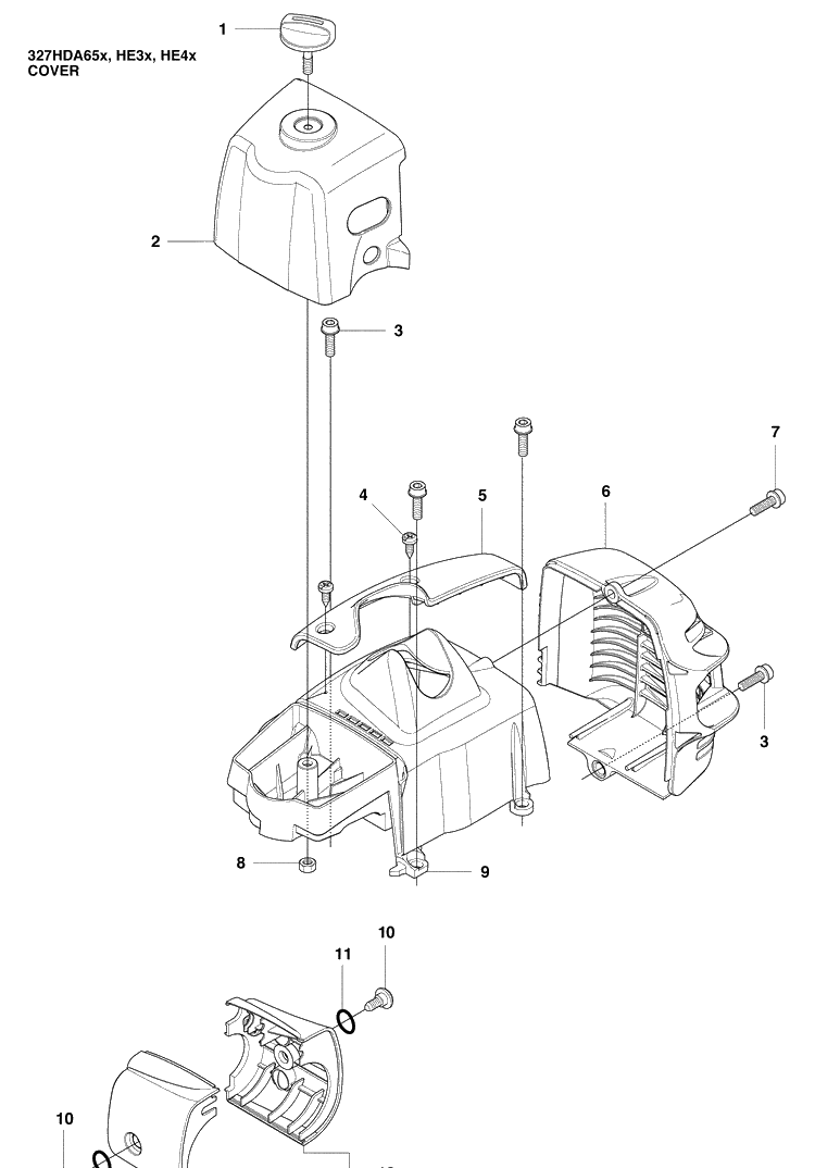 Cover Diagram and Parts List for 327HE4X-SERIES (966976501)(2009-04) Husqvarna Hedge Trimmer