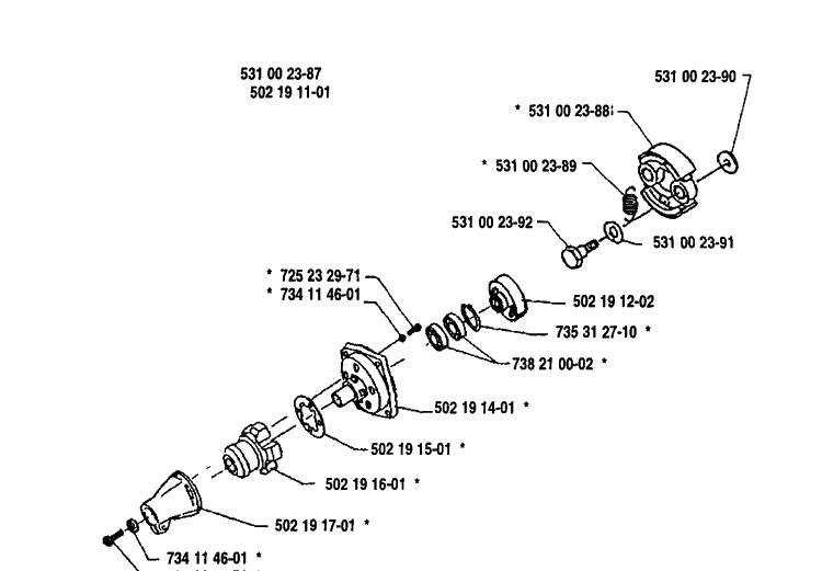 Clutch Assembly Diagram and Parts List for 125L 1992-01 Husqvarna Trimmer